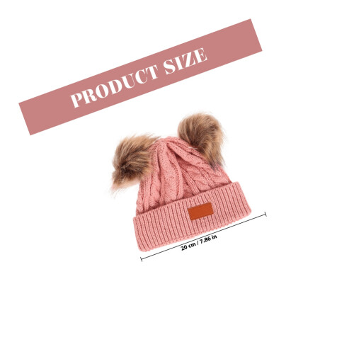 Double Pompom Strickmütze Für Kinder Hautrosa 1