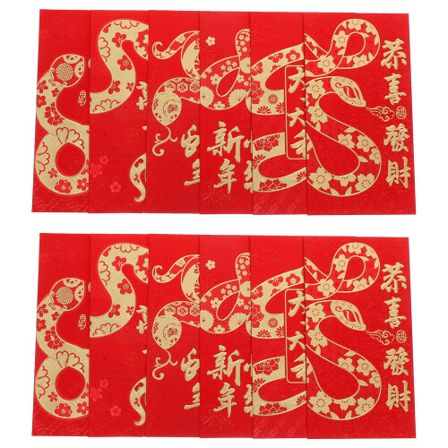 12 Unidades Envelopes Vermelhos Ano Chinês Com Glitter