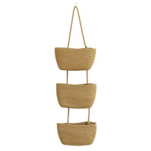 Door Hanging Basket 3-Layer Woven Cord Baby Nursery Storage Wall Mounted Decorative Basket
