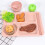 1 Set Weizenstroh Schale Reisgeschirr Teller Besteck Pink 4