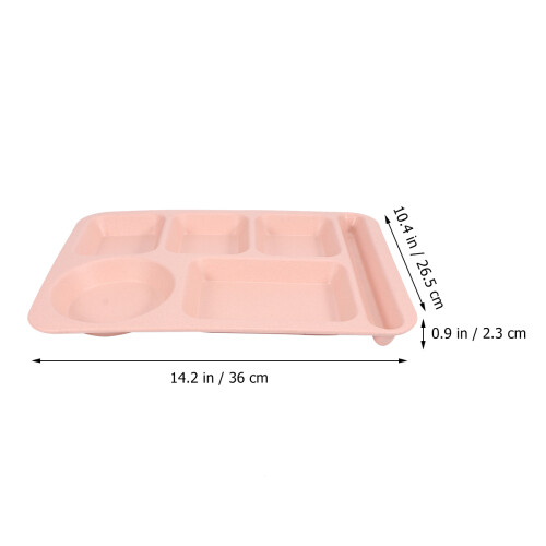 1 Set Weizenstroh Schale Reisgeschirr Teller Besteck Pink 2