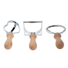 3Stk Holzgriff Keks Backformen Teigausstecher (Silber)