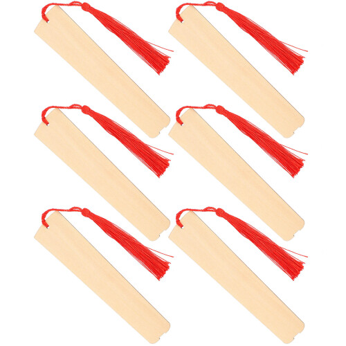 1 Beutel Mit 6 Durchbrochene Holz Lesezeichen Für Diy 2