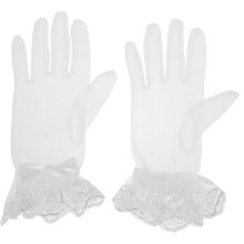 2 Paar Kurze Spitzenhandschuhe Für Frauen Tüll Mit Schleifenknoten