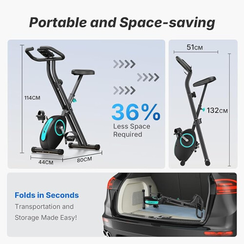 Folding Exercise Bike, Home Trainer with LCD Display, 16-Level 2