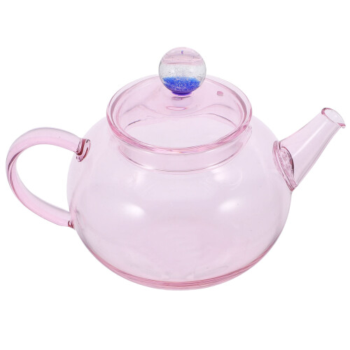Pink Glass Tea Kettle Comfortable Handle Loose Leaf Tea Pot