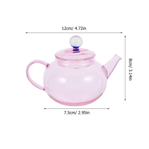 Pink Glass Tea Kettle Comfortable Handle Loose Leaf Tea Pot 1