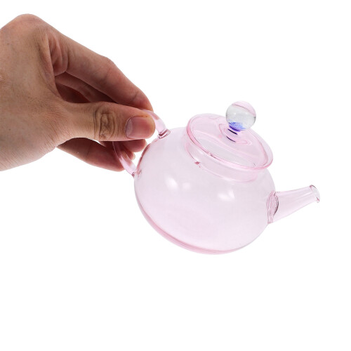 Pink Glass Tea Kettle Comfortable Handle Loose Leaf Tea Pot 2