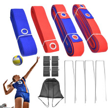 Beach Volleyball Lines Outdoor Yard Tape, Foldable Line For Sand Volleyball, Backyard Border Marker, Red/Blue Sandbags