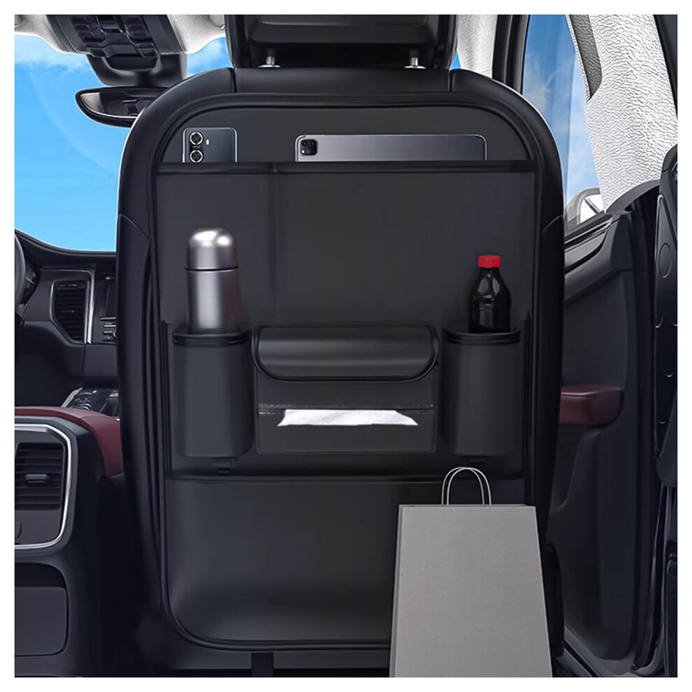 Car Backseat Organizer Pu Leather 41X60cm Hanging Car Storage Bag With Metal Hooks Black1 Compatible With Most Vehicles 9393856400300