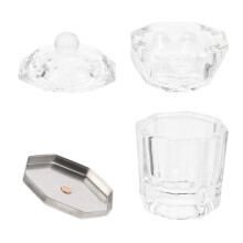 2 Unidades De Cristal Con Tapa Para Polvo Líquido Acrílico