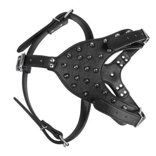 Spike Studded Pu Dog Harness For Pitbull Terrier (Black) 1