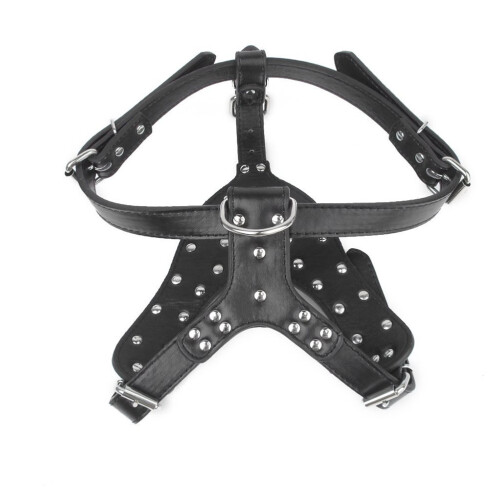 Spike Studded Pu Dog Harness For Pitbull Terrier (Black) 2