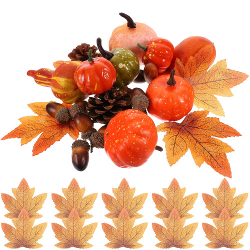 2 Sets Künstliche Kürbisse Ahornblätter Herbstdeko