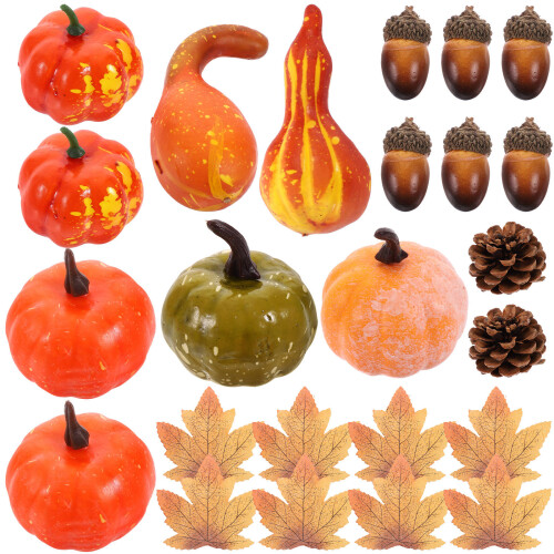 2 Sets Künstliche Kürbisse Ahornblätter Herbstdeko 1