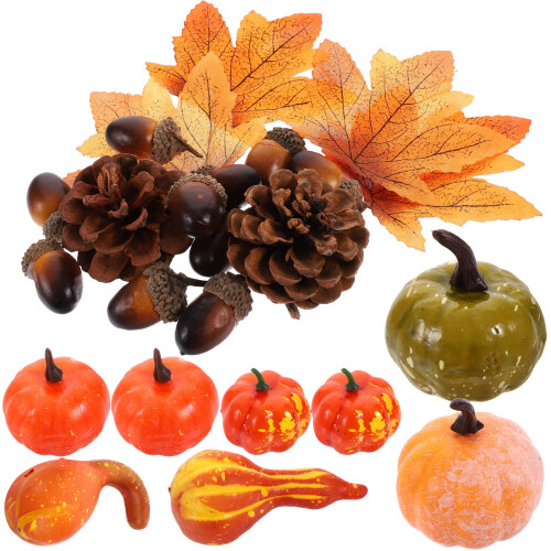 2 Sets Künstliche Kürbisse Ahornblätter Herbstdeko 2