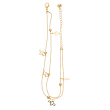 1St Zweilagige Fußkette Für (Golden)