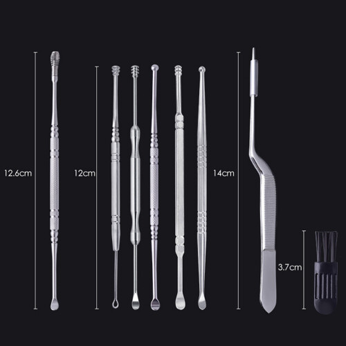 1Set Compacte Oorwax Remover Set, Roestvrij Staal En Draagbaar 1