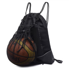 Drawstring Football Bag Unisex Gym Sack Detachable Mesh Pockets Black Sports Backpack Women Men Basketball Volleyball