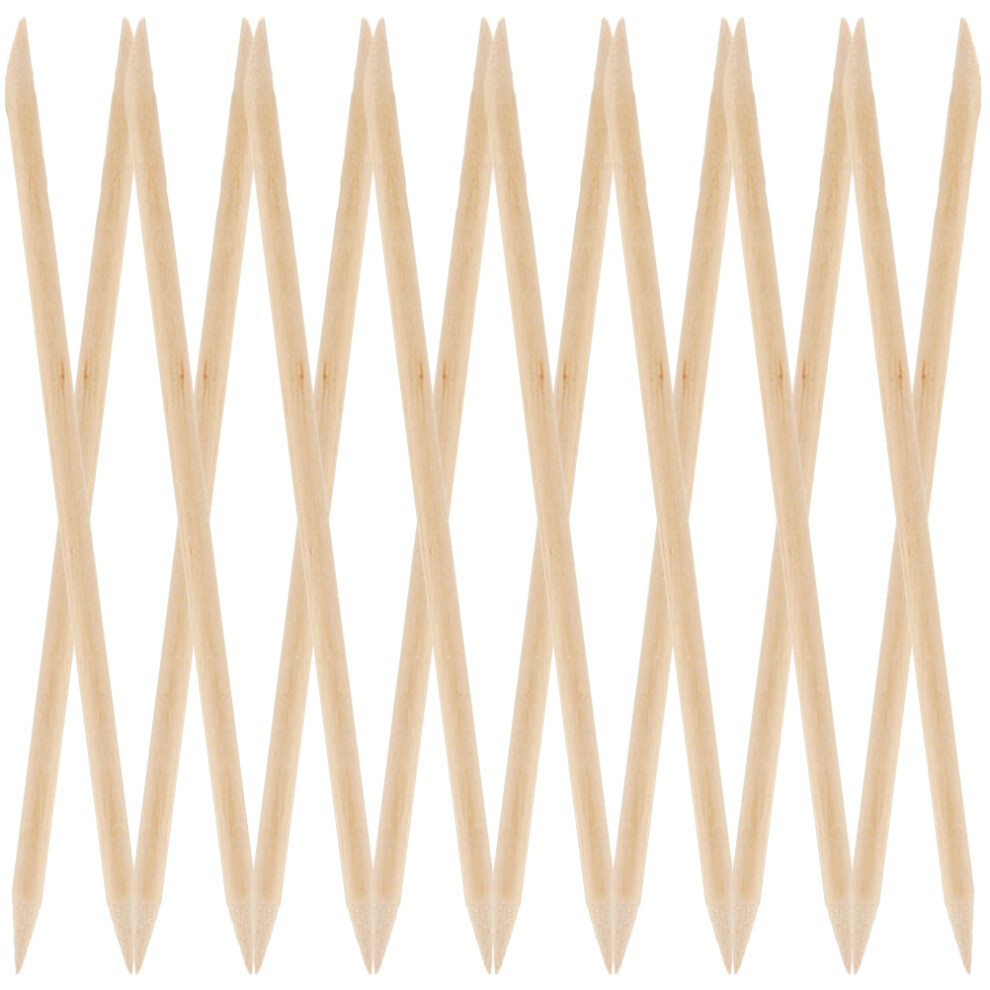 Ohphcall 200Pcs Smooth Wooden Cuticle Sticks Khaki Double-Sided Nail Pushers