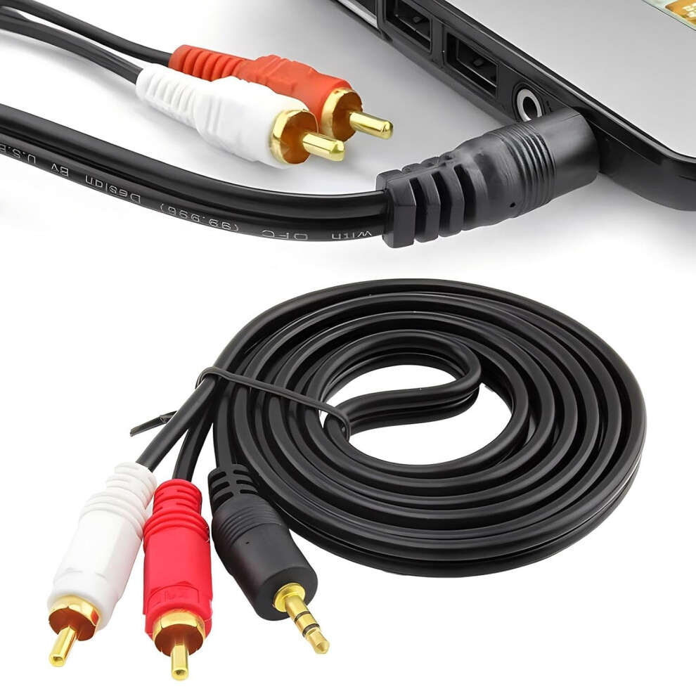 3.5Mm Aux Audio Cable To Dual Rca Male Connectors For Rca Devices - 1/8 Inch To Dual Rca For Hifi Amplifier Speakers 9393856405442