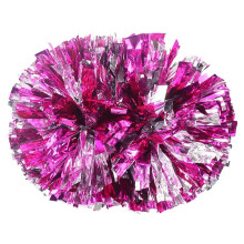 Cheerleader Pompom 2-Piece Set Cheerleading Pom Poms With Handle Big Hand Dance Pompoms For Women And Girls Red Silver