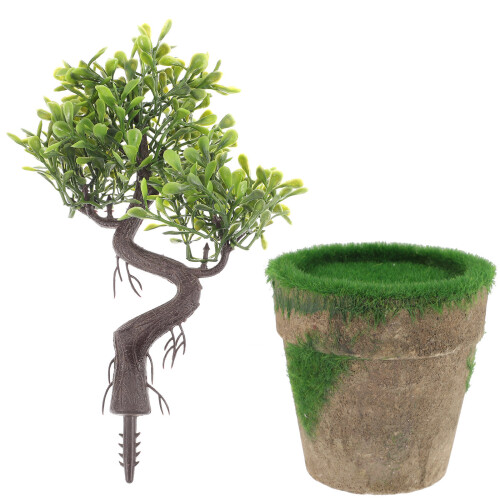 2 Pezzi Albero Bonsai Artificiale In Vaso Decorativa