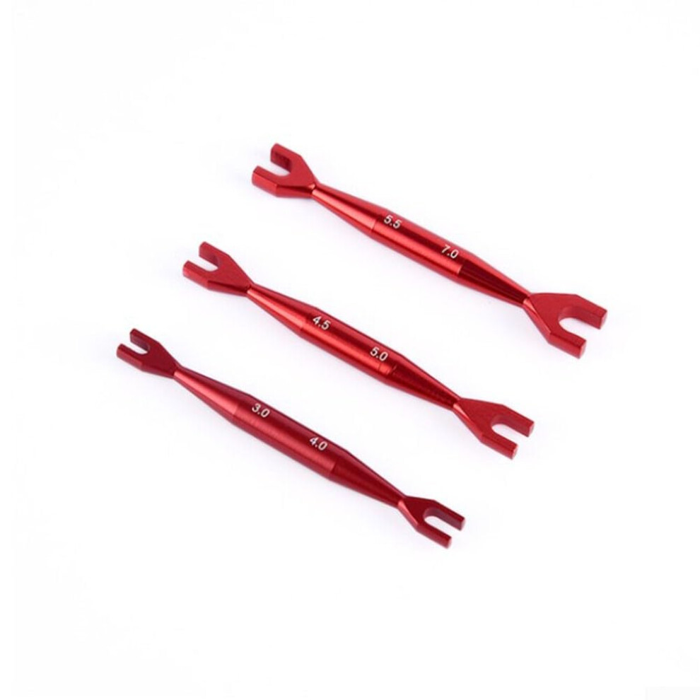Aluminum Open End Double Wrench Set, 3-Piece Tool Kit For Rc Vehicles, Red, Tamiya Axial Scx10 Compatible 9393856406517