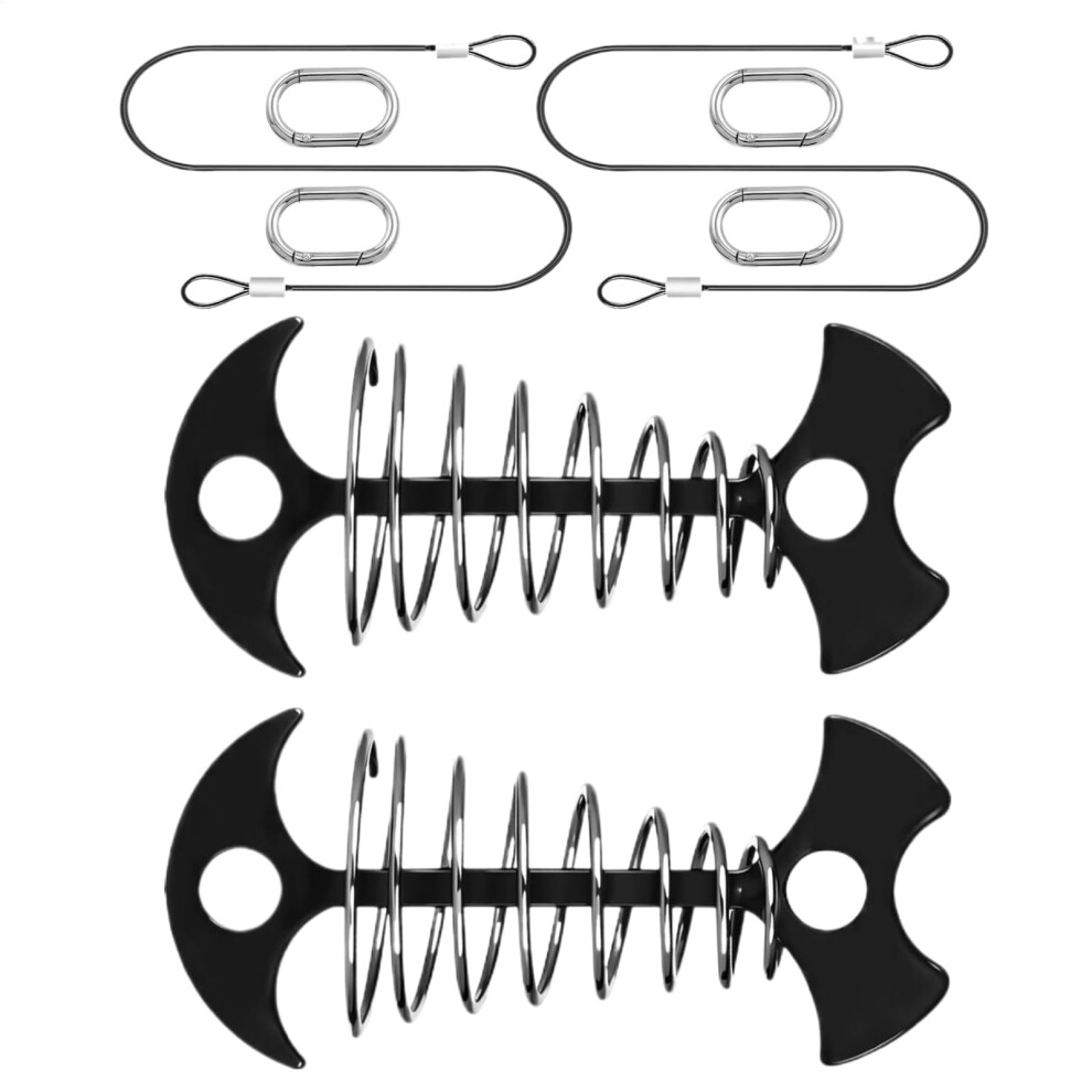 Outdoor Furniture Pegs Fishbone Tie Down Peg For Deck Furniture, Rust-Resistant Stakes, 4 Carabiners And 2 Ropes 9084446434668