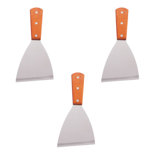Stainless Steel Cooking , Brown Wood Handle, Multi-Use, 3pcs 2