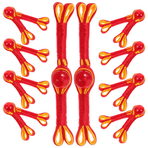 10Stück Chinesische Verschlussknoten Knöpfe Rot Polyester 2