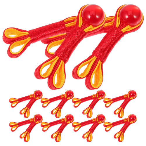 10Stück Chinesische Verschlussknoten Knöpfe Rot Polyester 1