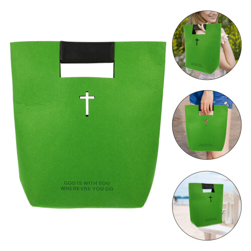 Bible Storage Bag Felt Cover Tote Grün 2