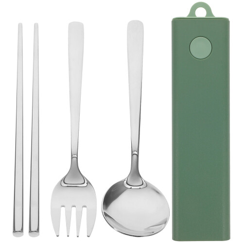 1 Set Besteck Grün Tragbar Essgeschirr