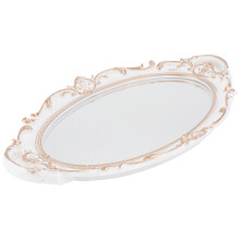 2Stk Ovaler Spiegel Tablett Französischer Schmuck Organizer