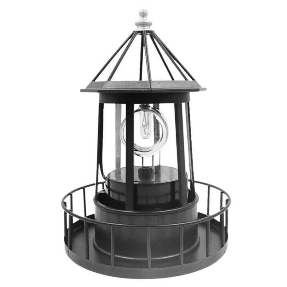 Solar Powered LED Rotating Lighthouse Night Light Black Outdoor Garden Decor Lamp Lighthouse Style-image-OPC-PMBCNCD-NEW