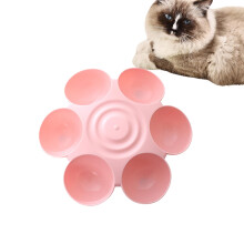Pet Feeding Station Floral Design Dinnerware 6-Part Multi-Pet Nutrition Organizer BPA Free Rotating Container Tray Pink