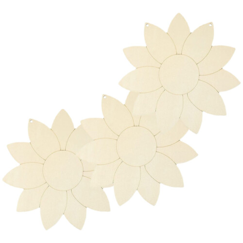 12Stk Unlackierte Sonnenblume Holzschnitte Dekoratives Schild 1