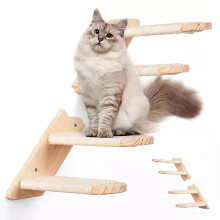 Cat Wall Steps Shelves Reversible Wall Mounted Cat Climbing Shelf With Sisal Rope Ladder Cat Wall Furniture