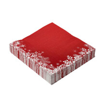 20 Sheets Christmas Red Base White Snowflake Disposable Napkins Paper Serviettes Snowflake Pattern For Indoor Outdoor Use