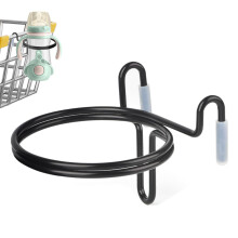 Shopping Cart Cup Holder Attachment - Non-Slip, Double Ring, Drinking Storage Stand, Black - Bar Cart