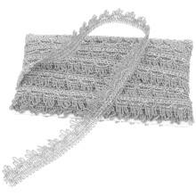 Tassel Fringe Trim Silber Polyester 1 Set 707,40x0,98x0,04in