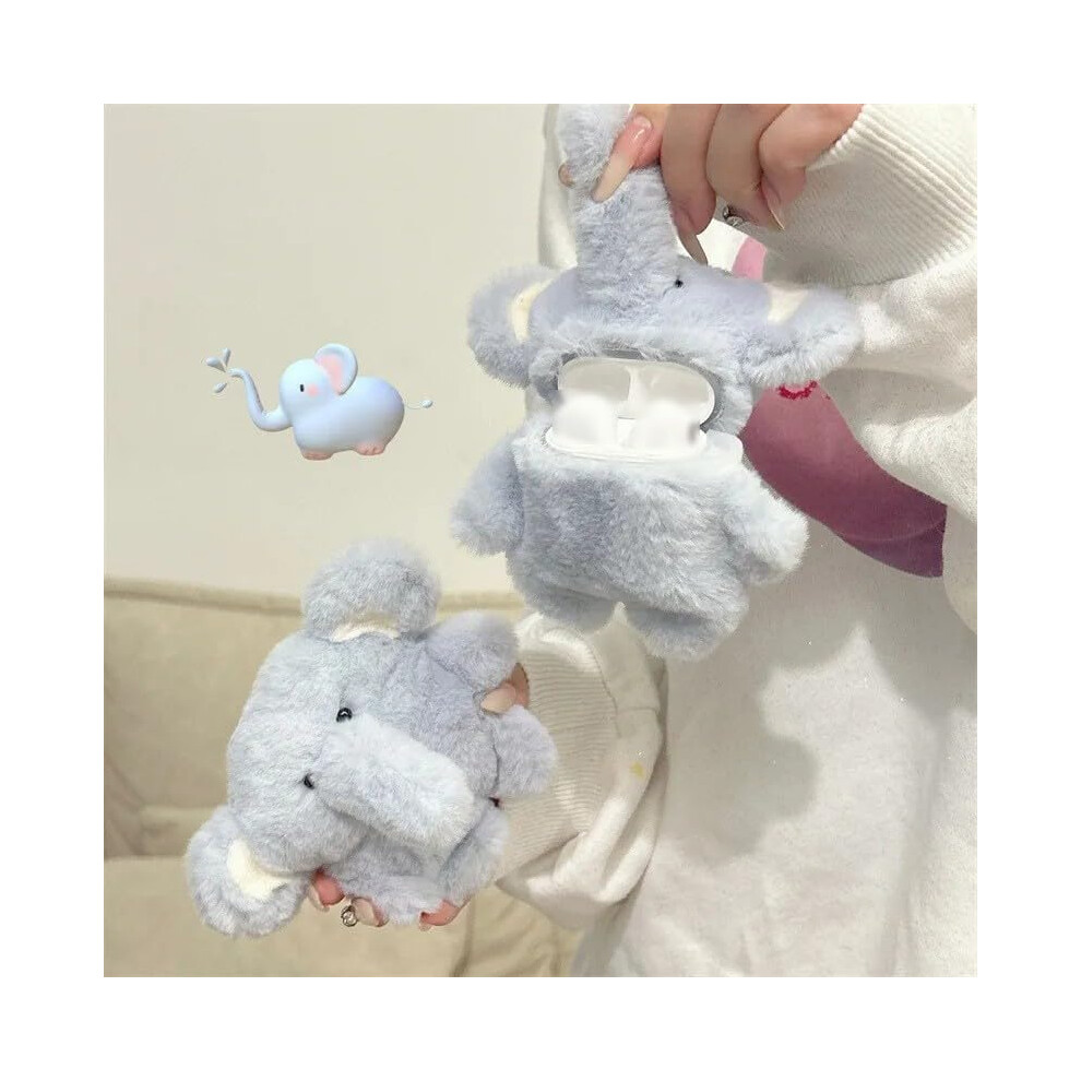 Wireless Earphone Box Fluffy Elephant Headphones Protective Case For AirPods Pro Gen 1-4 Shockproof Shell-image-OPC-PMBD5G2-NEW