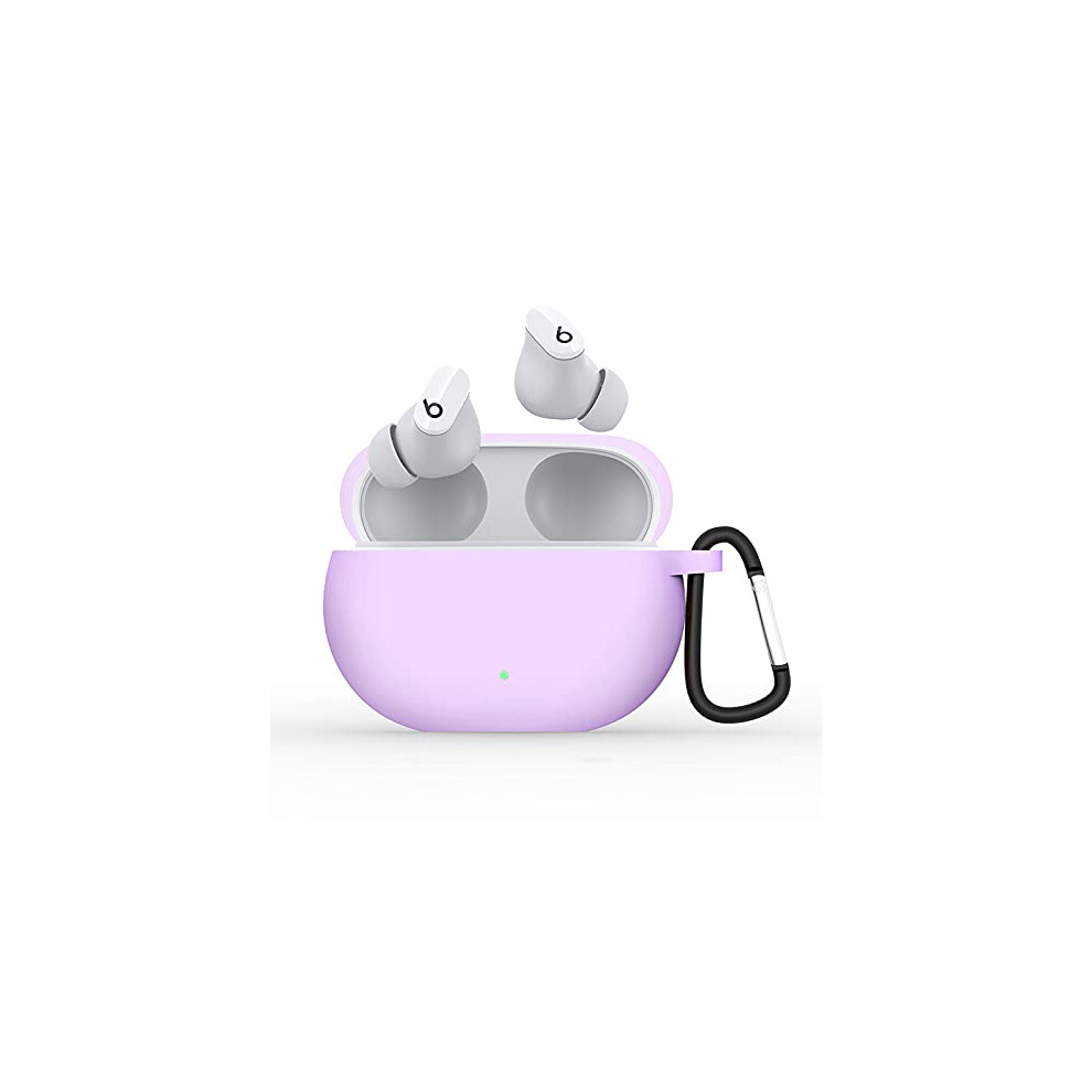 Case For Beats Studio Buds With Carabiner, Silicone Protective Cover, Shockproof Scratch-Proof Shell, Purple 9354506307516