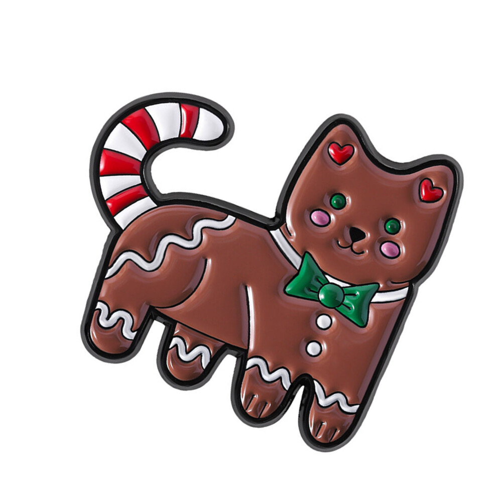 Festive Gingersnap Cookie Kitten Brooch Corsage Pin-QHXZ4925