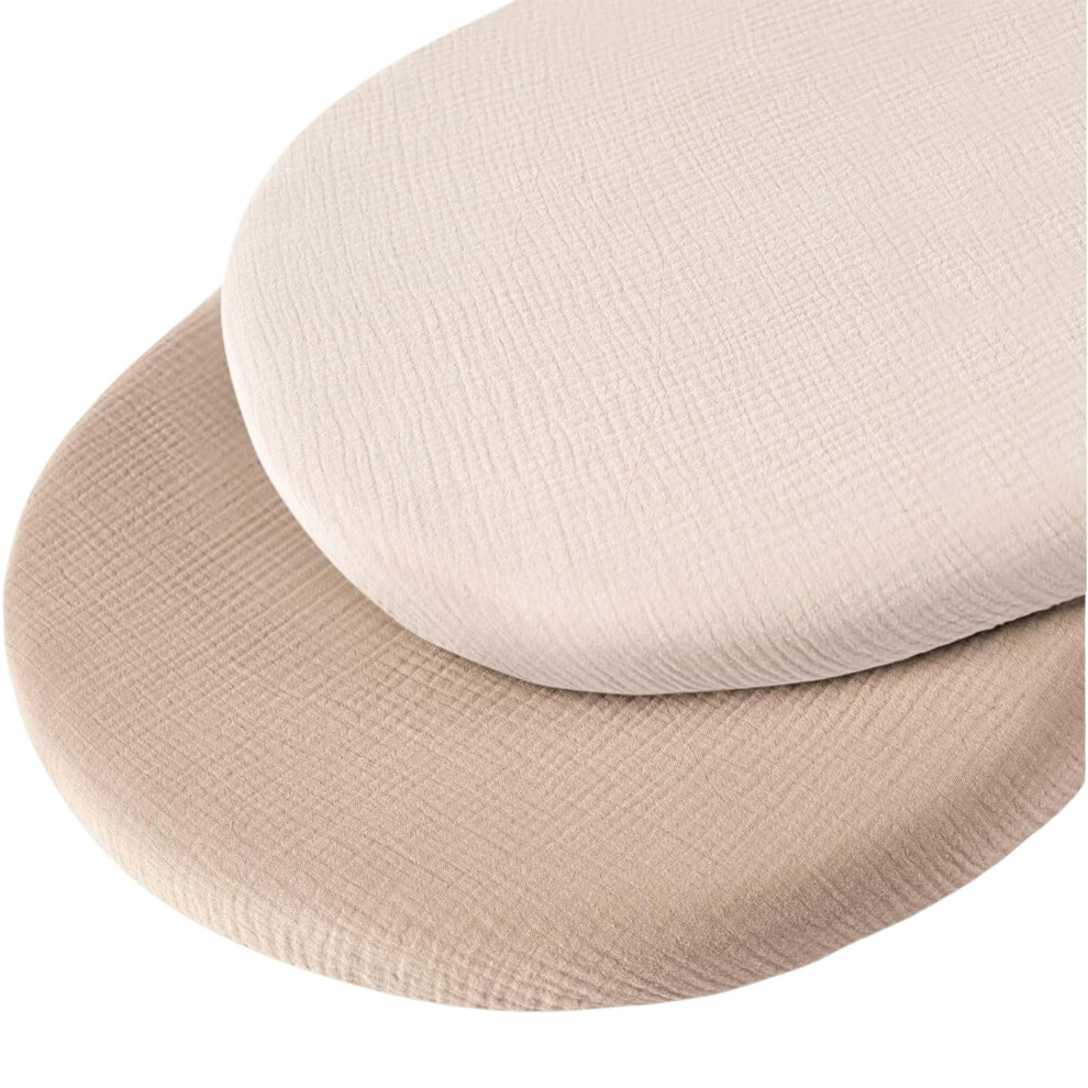 Stretchy Baby Pad Sheet 2 Pack, Breathable Cotton Cradle Bassinet Fitted Mattress Sheet, Washable Outer Covers