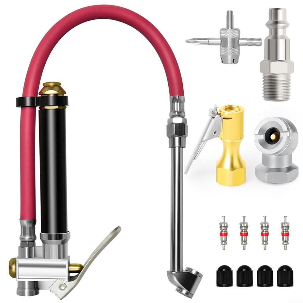 Tire Pressure Gauge 10-120 Psi, Dual Head, 1/4 In Npt, Tyre Inflator, For Cars, Trucks, Rvs, Suvs 9393856409877