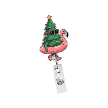 Porte-Badge de noël à paillettes, porte-Badge rétractable en-4