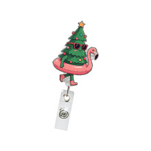 Christmas Badge Holder with Metal Pocket Clip Keychain-4