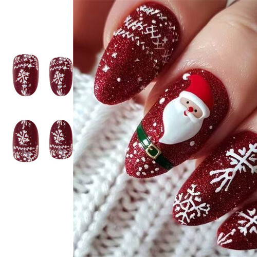 Faux ongles sur le thème de noël, 24 pièces, conception de 1